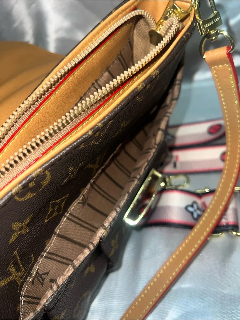 Inspired Designer Monogram Brown Leather Shoulder Bag